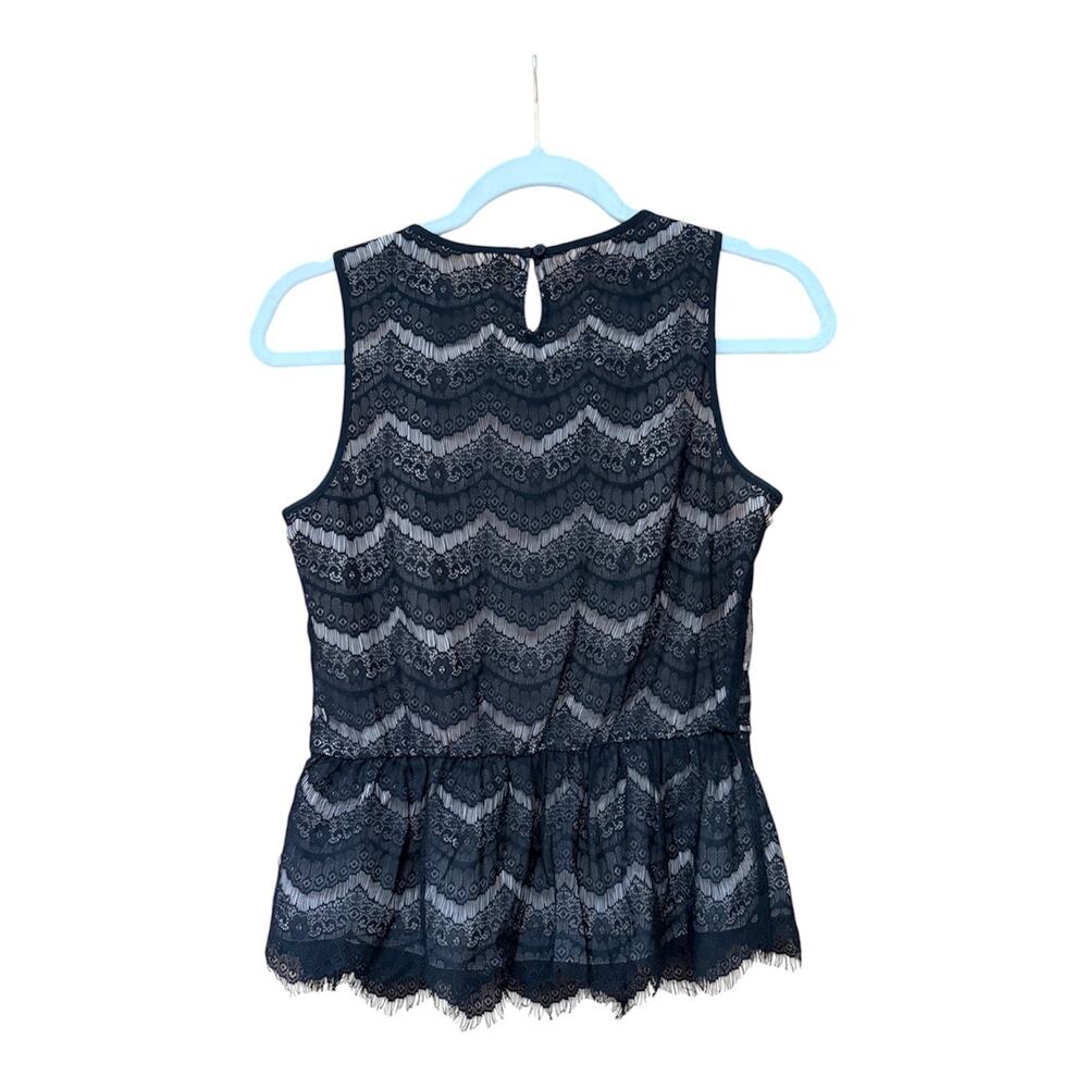 Ann Taylor LOFT Petite XS Black Lace Peplum Sleeveless Blouse Top - Picture 6 of 6